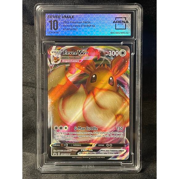 2021 Pokémon Eevee VMAX #SWSH087 Promo Full Art ArenaClub Graded GEM MINT 10 - Picture 1 of 4